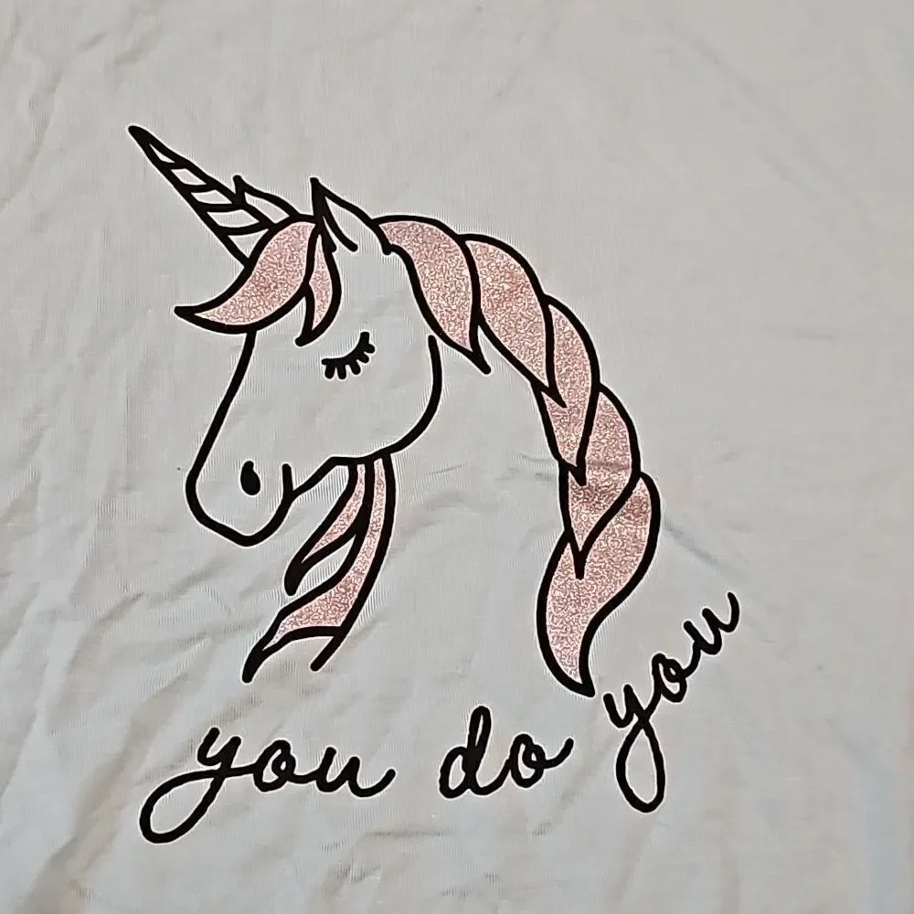 Unicorn side tie varsity t shirt size L NWT You do you